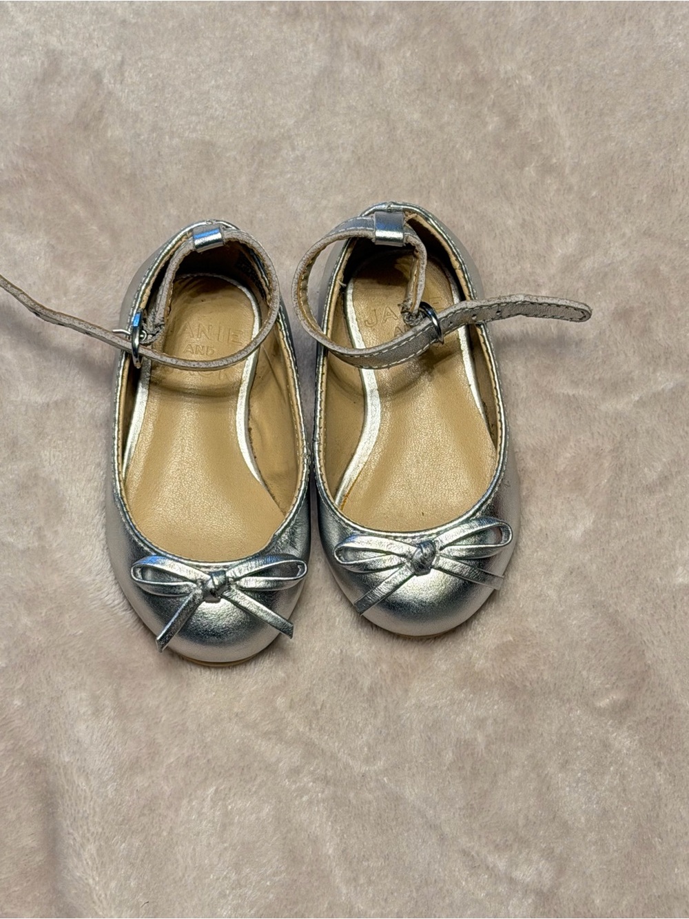 Janie and Jack Silver Bow Mary Jane Flats for Kids